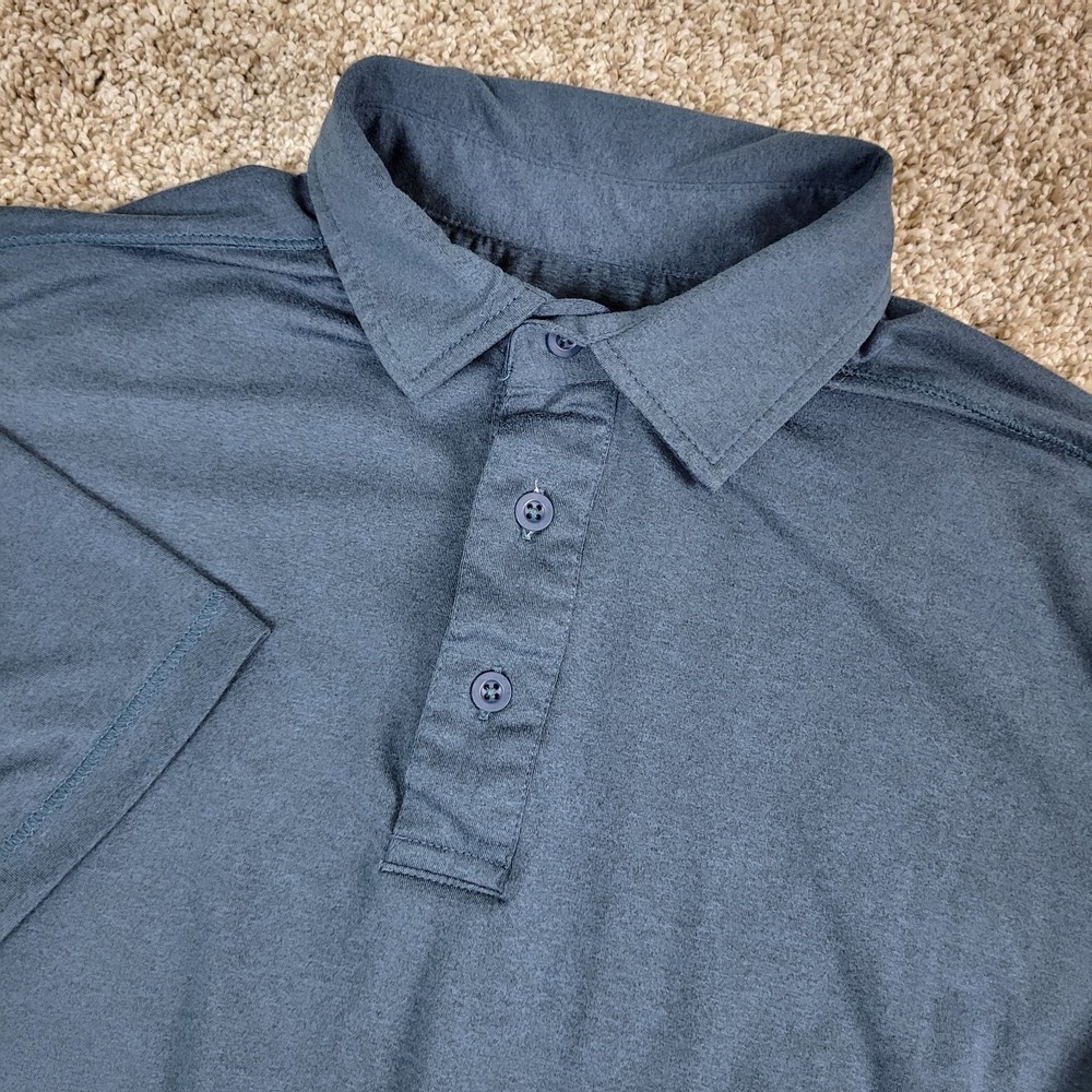 Quince Mens‎ Medium Solid Navy Performance Stretch Polo Short Sleeve